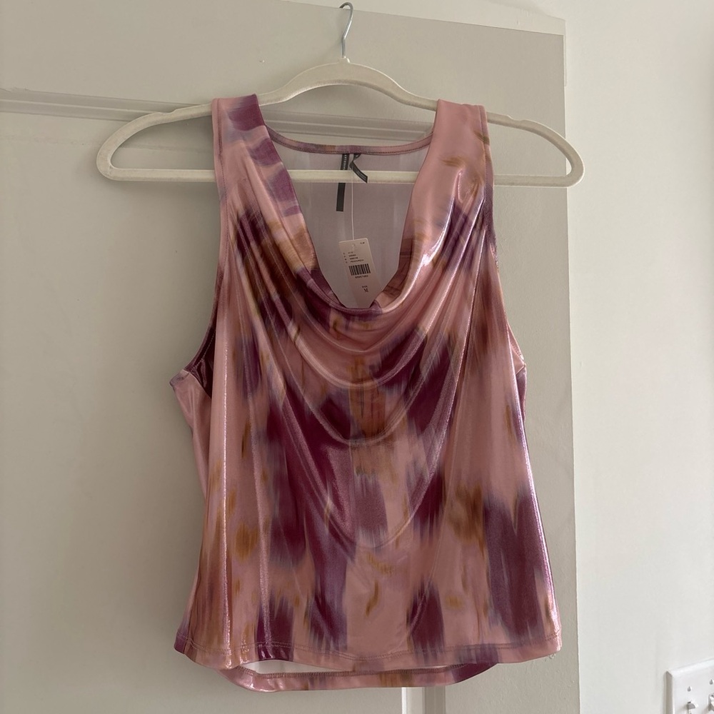 Anthropologie liquid shine tie-dye cowl neck tank top #cowlneck #NWT